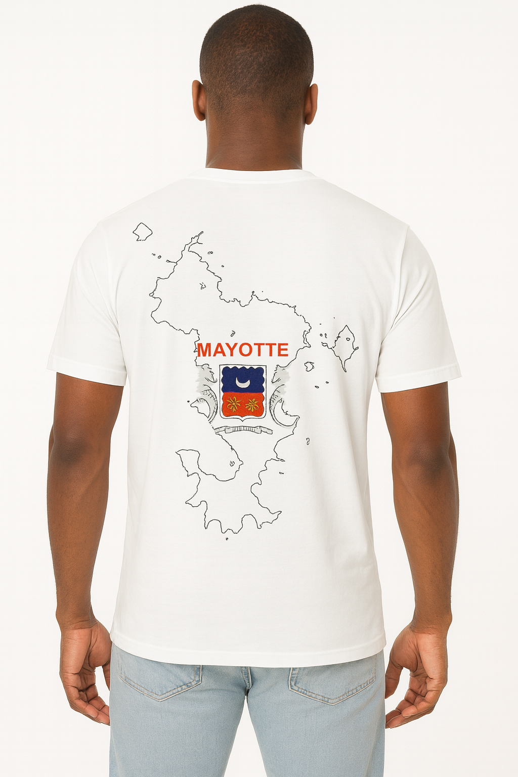 T-shirt Blanc Mayotte – Blason & Carte de l'île | Mon Île 976