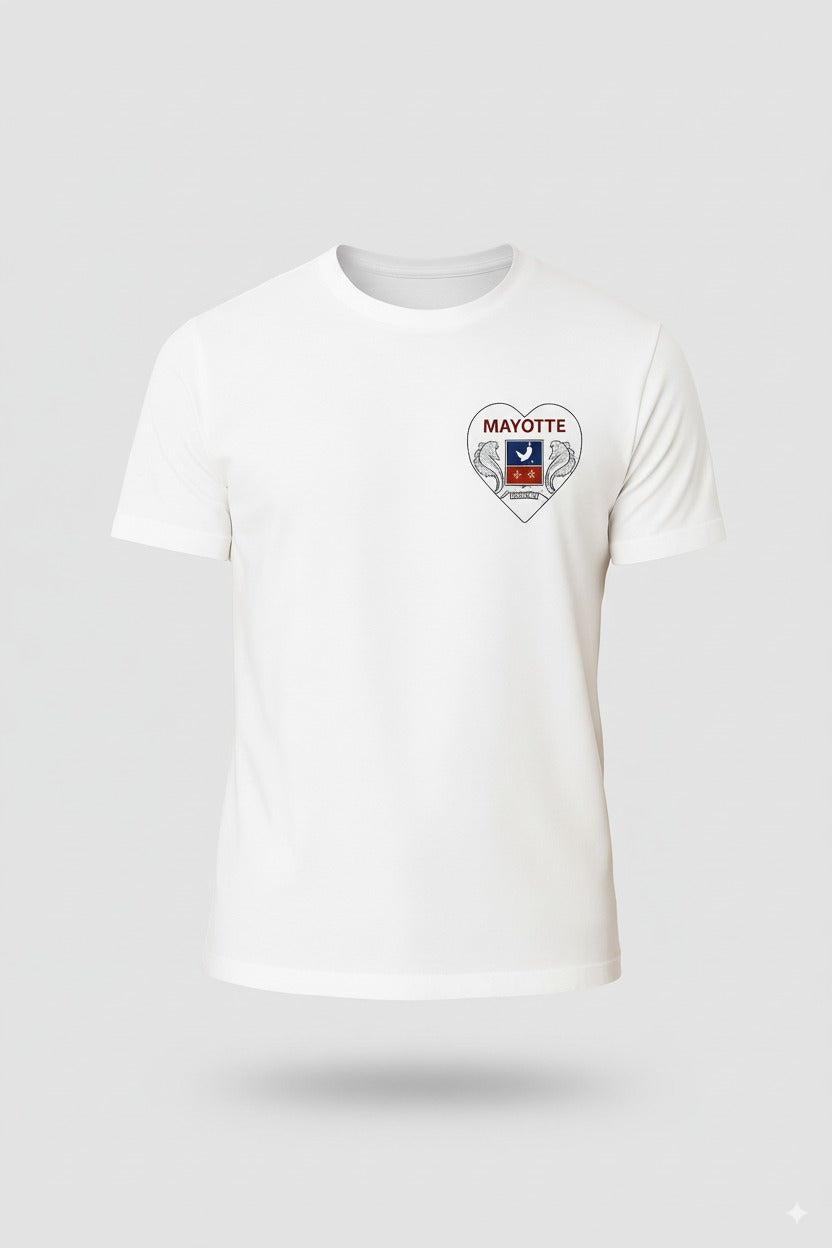 T-shirt Blanc Mayotte – Blason & Carte de l'île | Mon Île 976