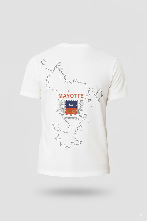 T-shirt Blanc Mayotte – Blason & Carte de l'île | Mon Île 976